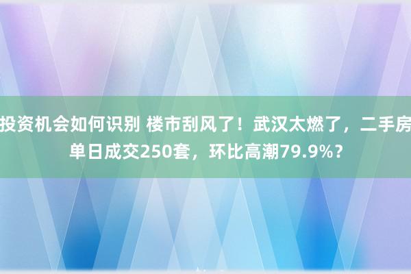 投资机会如何识别 楼市刮风了！武汉太燃了，二手房单日成交250套，环比高潮79.9%？