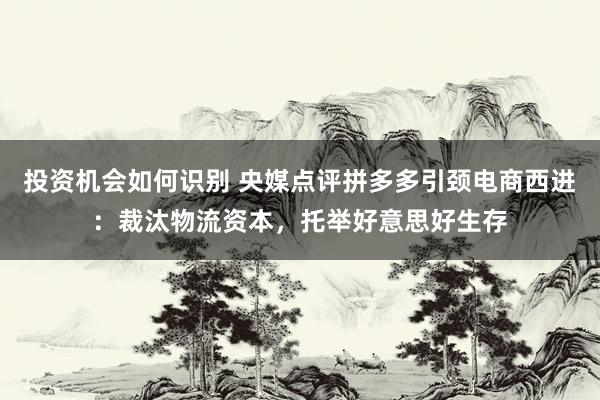 投资机会如何识别 央媒点评拼多多引颈电商西进：裁汰物流资本，托举好意思好生存