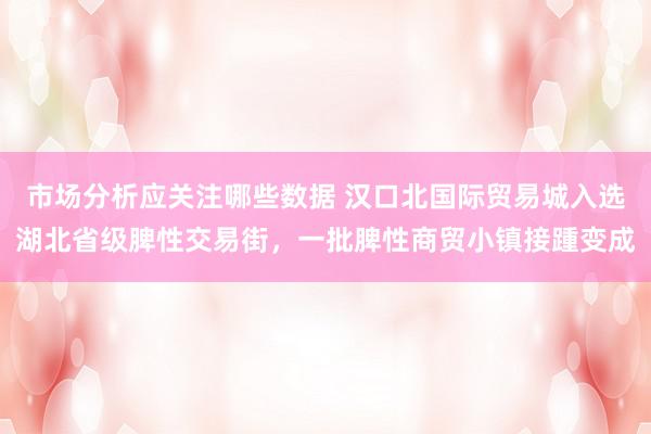 市场分析应关注哪些数据 汉口北国际贸易城入选湖北省级脾性交易街，一批脾性商贸小镇接踵变成