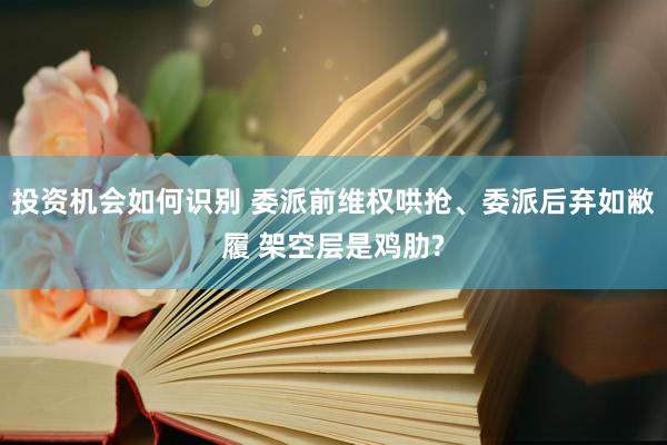 投资机会如何识别 委派前维权哄抢、委派后弃如敝履 架空层是鸡肋?