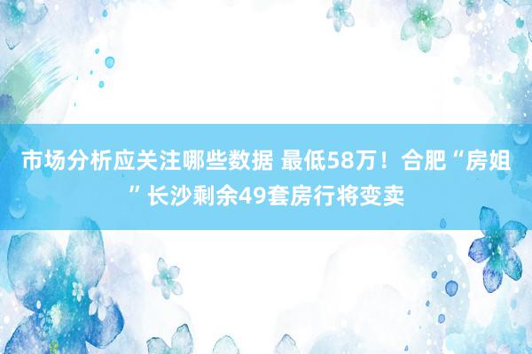 市场分析应关注哪些数据 最低58万！合肥“房姐”长沙剩余49套房行将变卖