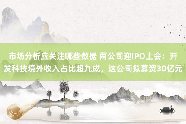 市场分析应关注哪些数据 两公司迎IPO上会：开发科技境外收入占比超九成，这公司拟募资30亿元