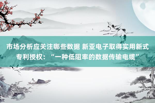 市场分析应关注哪些数据 新亚电子取得实用新式专利授权：“一种低阻率的数据传输电缆”