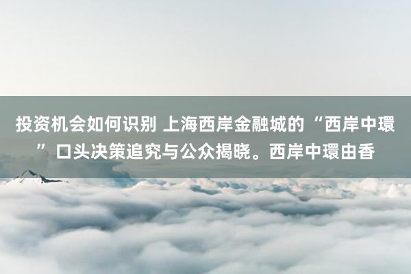 投资机会如何识别 上海西岸金融城的 “西岸中環” 口头决策追究与公众揭晓。西岸中環由香