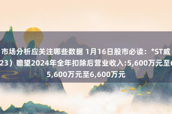 市场分析应关注哪些数据 1月16日股市必读：*ST威帝（603023）瞻望2024年全年扣除后营业收入:5,600万元至6,600万元