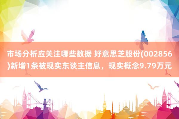 市场分析应关注哪些数据 好意思芝股份(002856)新增1条被现实东谈主信息，现实概念9.79万元