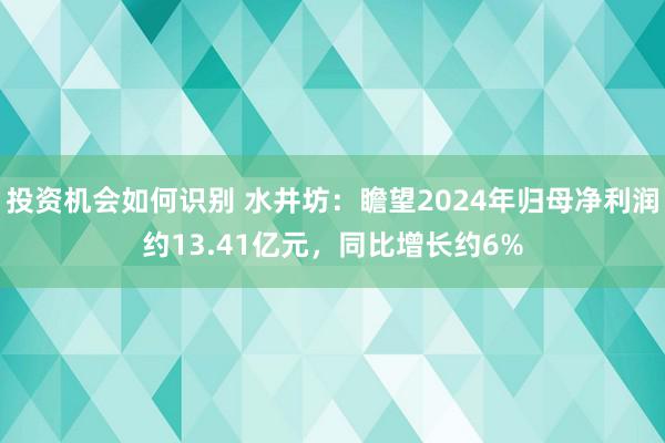 投资机会如何识别 水井坊：瞻望2024年归母净利润约13.41亿元，同比增长约6%