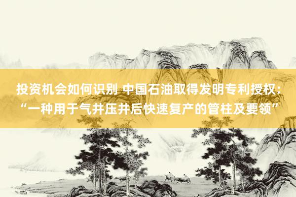 投资机会如何识别 中国石油取得发明专利授权：“一种用于气井压井后快速复产的管柱及要领”