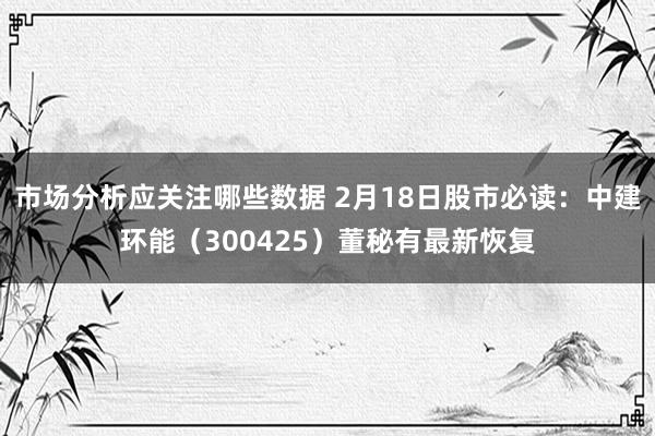 市场分析应关注哪些数据 2月18日股市必读：中建环能（300425）董秘有最新恢复