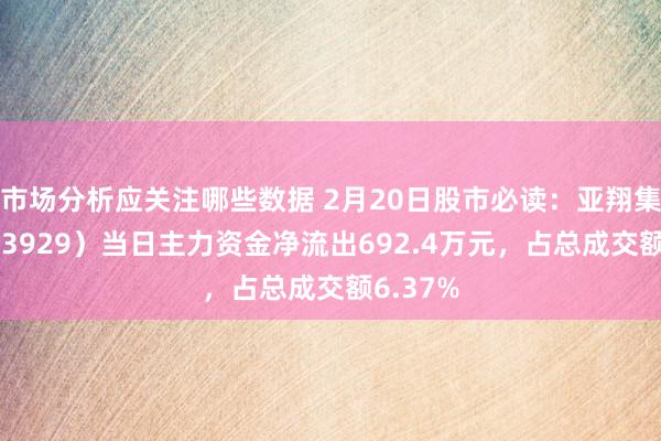 市场分析应关注哪些数据 2月20日股市必读：亚翔集成（603929）当日主力资金净流出692.4万元，占总成交额6.37%