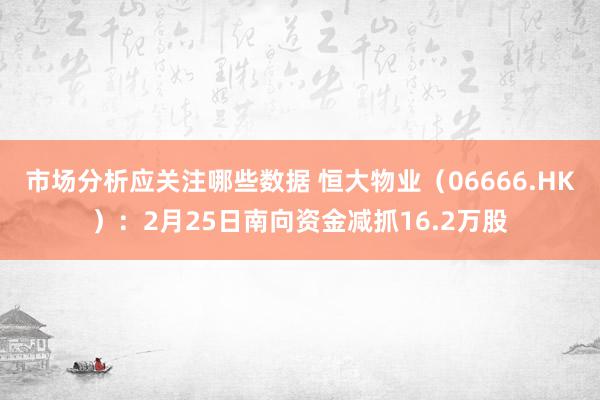 市场分析应关注哪些数据 恒大物业（06666.HK）：2月25日南向资金减抓16.2万股