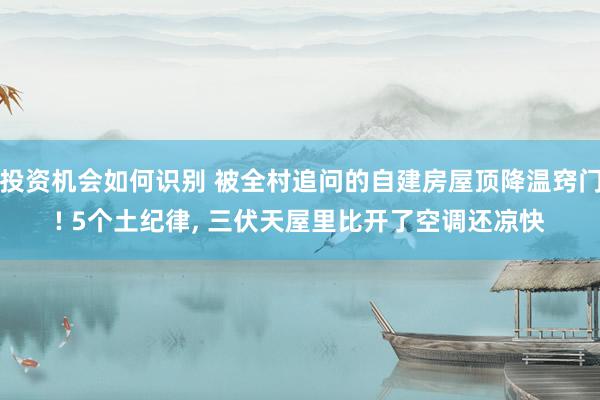 投资机会如何识别 被全村追问的自建房屋顶降温窍门! 5个土纪律, 三伏天屋里比开了空调还凉快