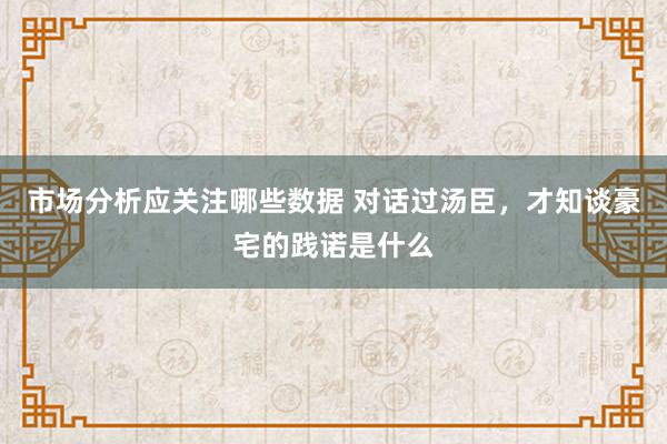 市场分析应关注哪些数据 对话过汤臣，才知谈豪宅的践诺是什么