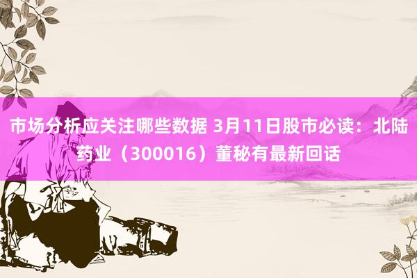 市场分析应关注哪些数据 3月11日股市必读：北陆药业（300016）董秘有最新回话