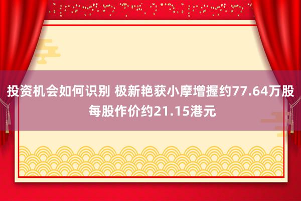 投资机会如何识别 极新艳获小摩增握约77.64万股 每股作价约21.15港元